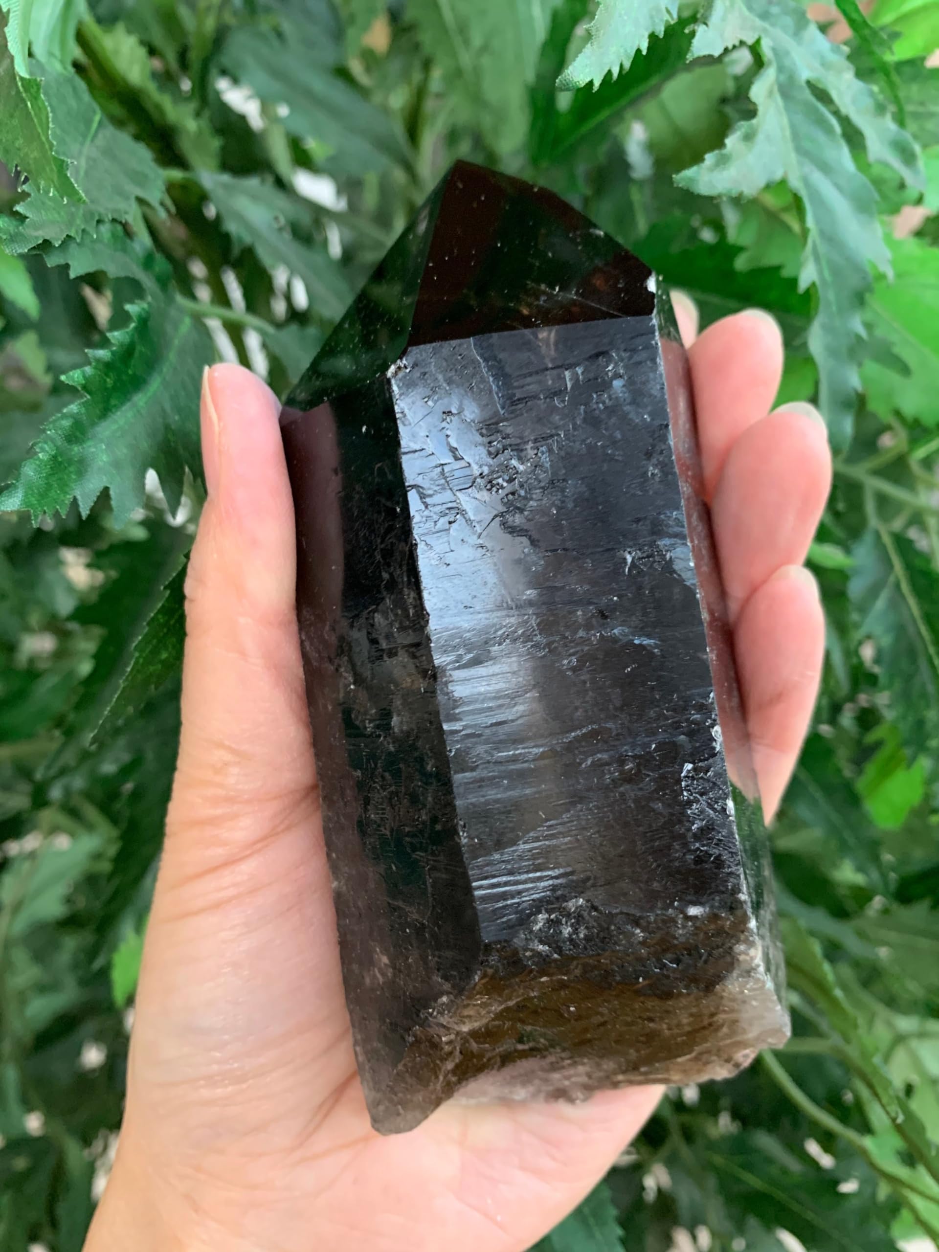 GAF TREASURES smoky quartz point display piece amplifies calm, mindful atmosphere