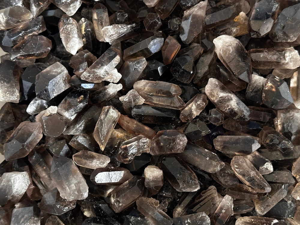 GAF TREASURES smoky quartz point rough easy to place on desk or altar.