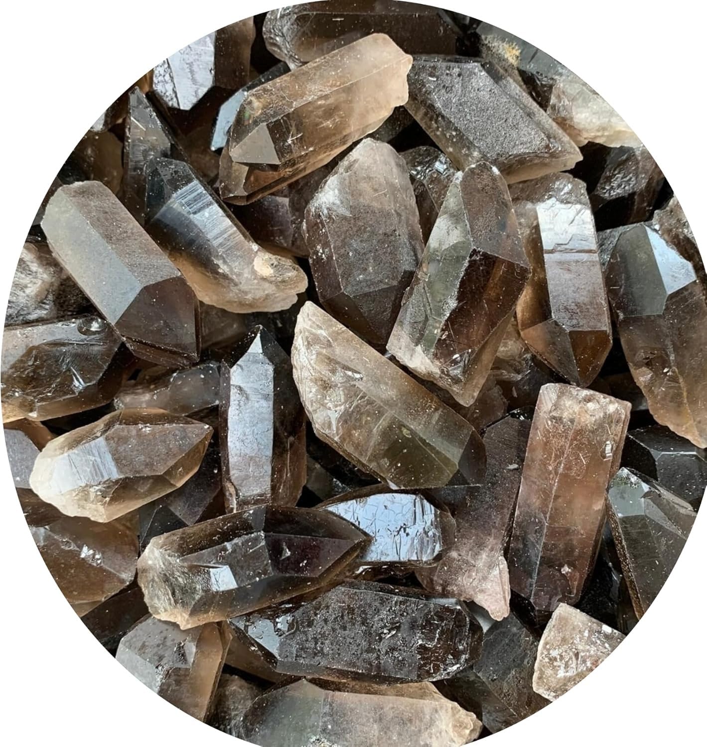 GAF TREASURES smoky quartz points rough stones for crystal grids and meditation.
