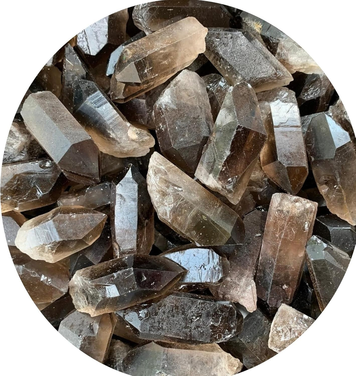 GAF TREASURES smoky quartz points rough stones for crystal grids and meditation.