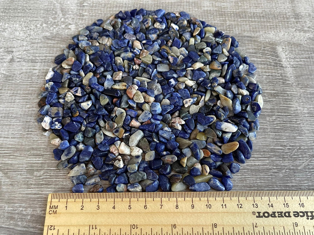 Gaf Treasures undrilled sodalite chips ready for custom jewelry.