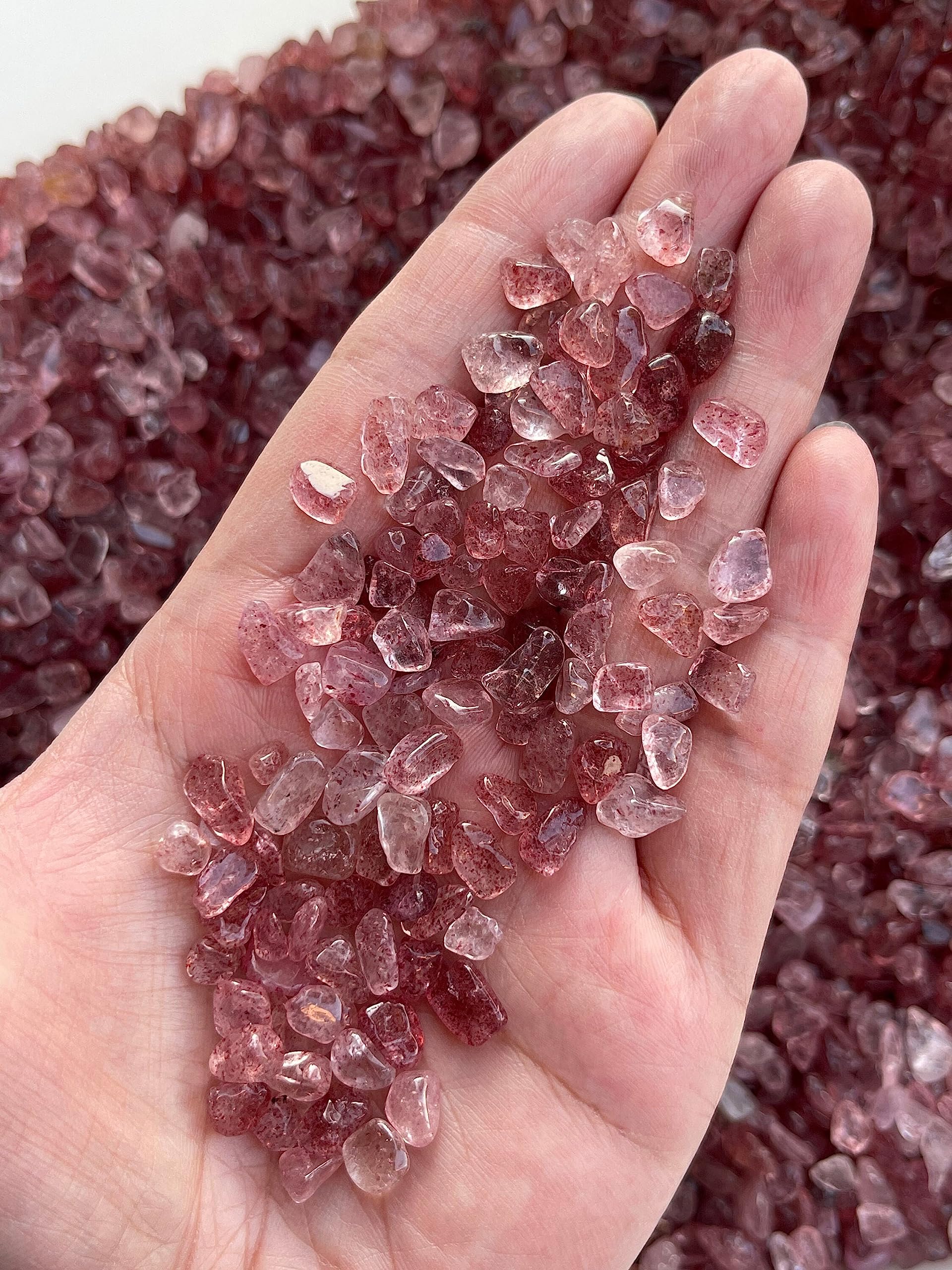 GAF TREASURES Strawberry Gemstone Chips 4-8mm close-up showing rich color.