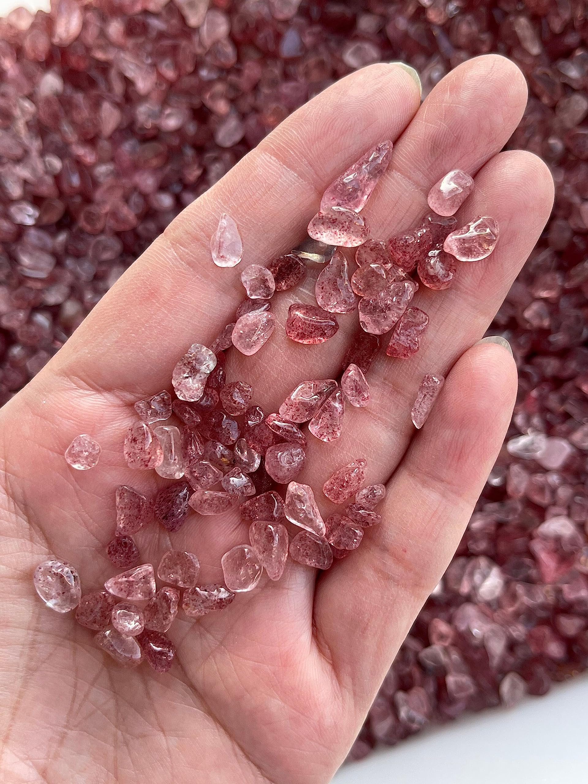 GAF TREASURES Strawberry Gemstone Chips for resin and orgonite crafts.