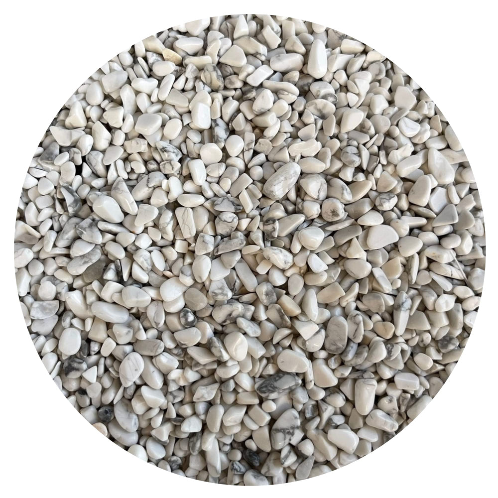 GAF Treasures White Howlite chips close-up ideal for jewelry making inspiration