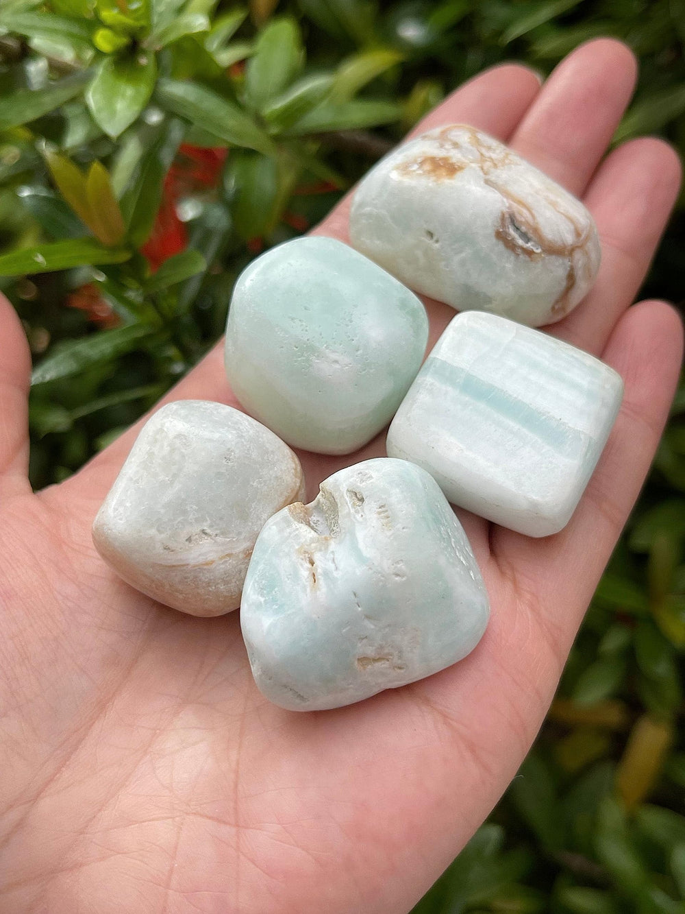GAF TREASURES Caribbean Calcite with druzy traces enhances calming ambience during meditation.
