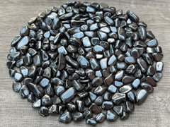 GAF TREASURES hematite large chips closeup shows natural color and smooth edges for crafts.