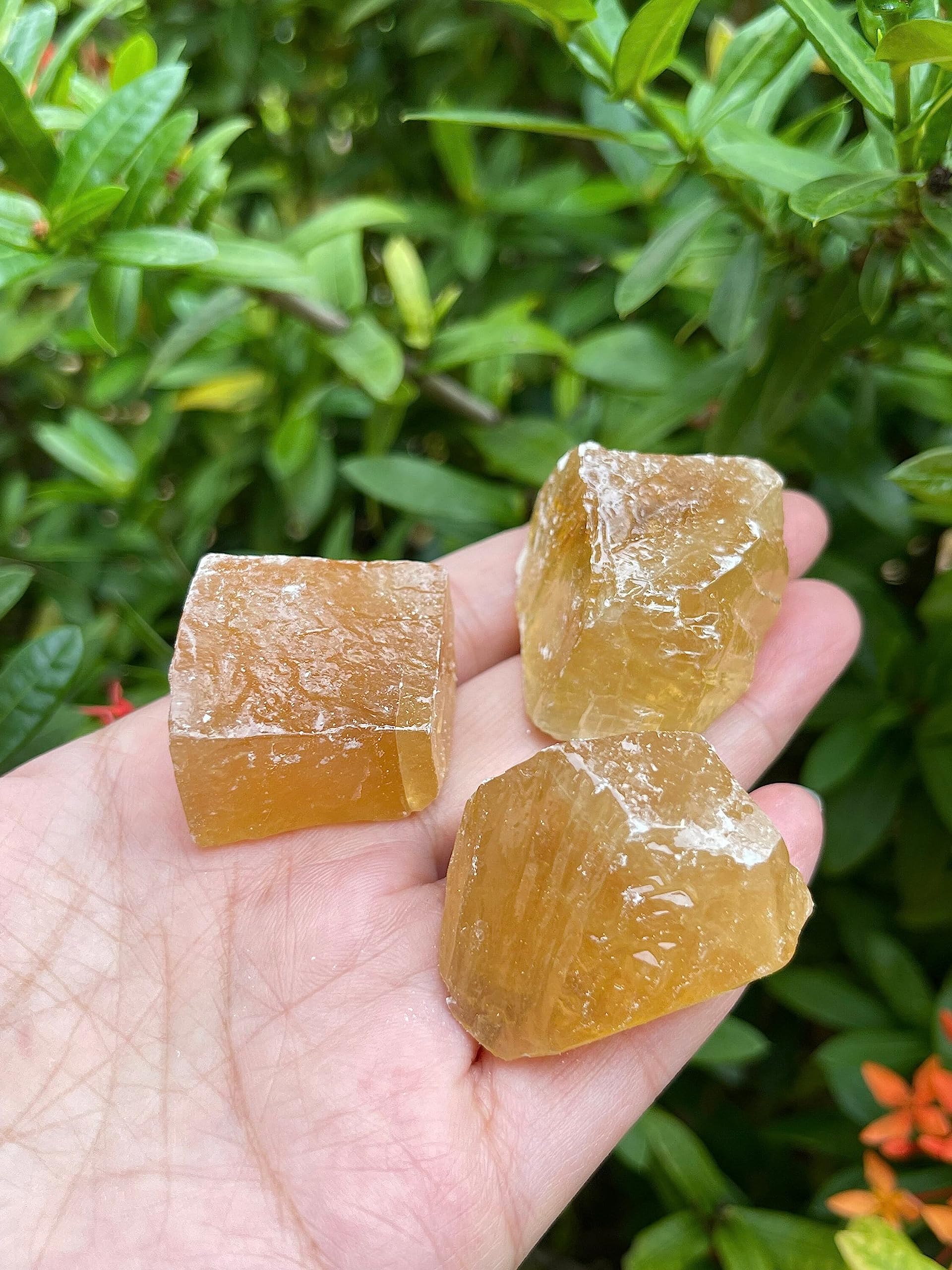 GAF TREASURES honey calcite rough stack for versatile display and crafting
