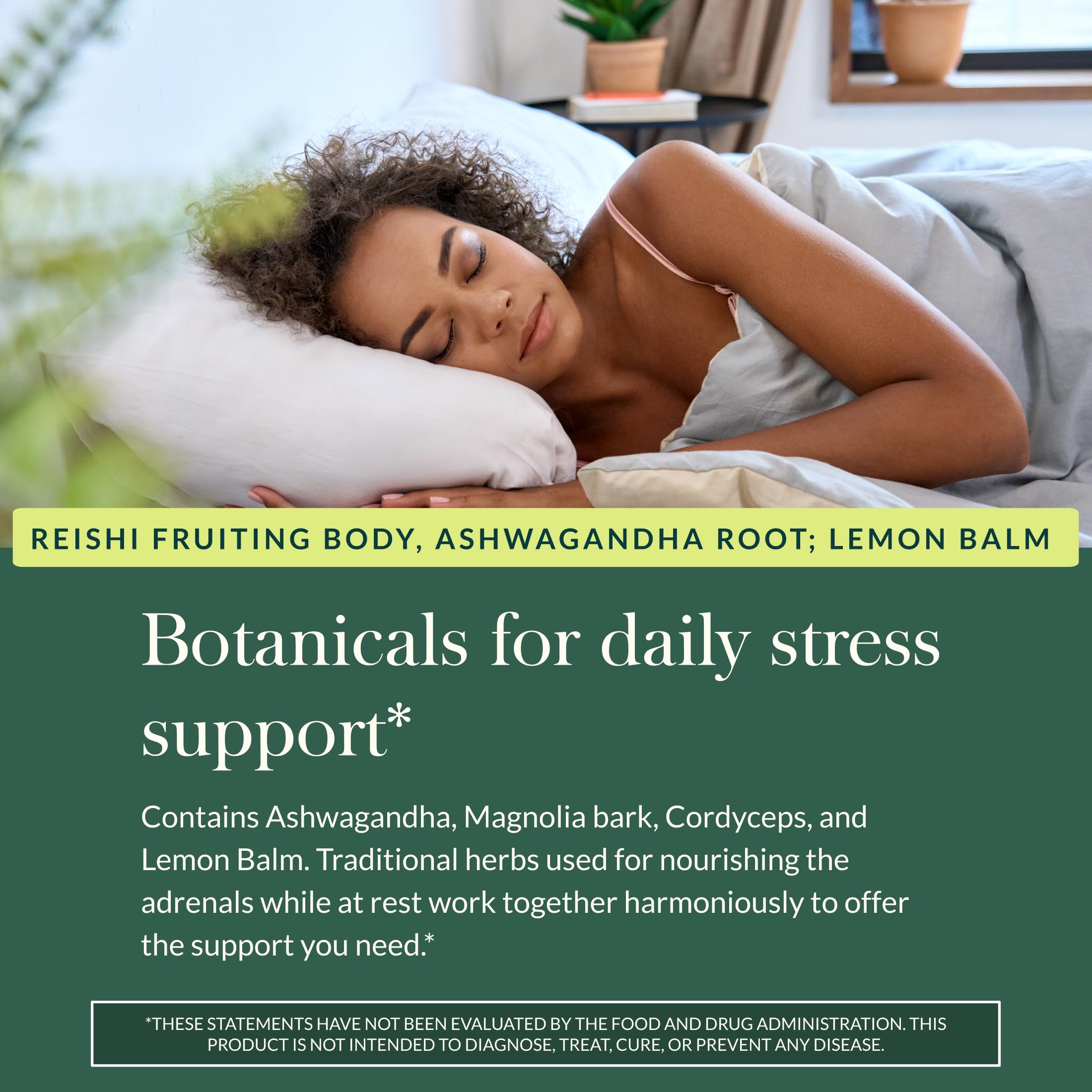 Magnolia bark in Gaia Herbs Adrenal Health Nightly Restore provides calming herbal notes.