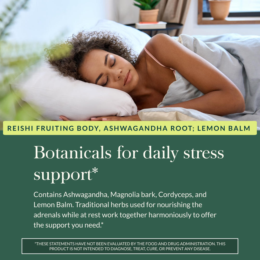 Magnolia bark in Gaia Herbs Adrenal Health Nightly Restore provides calming herbal notes.
