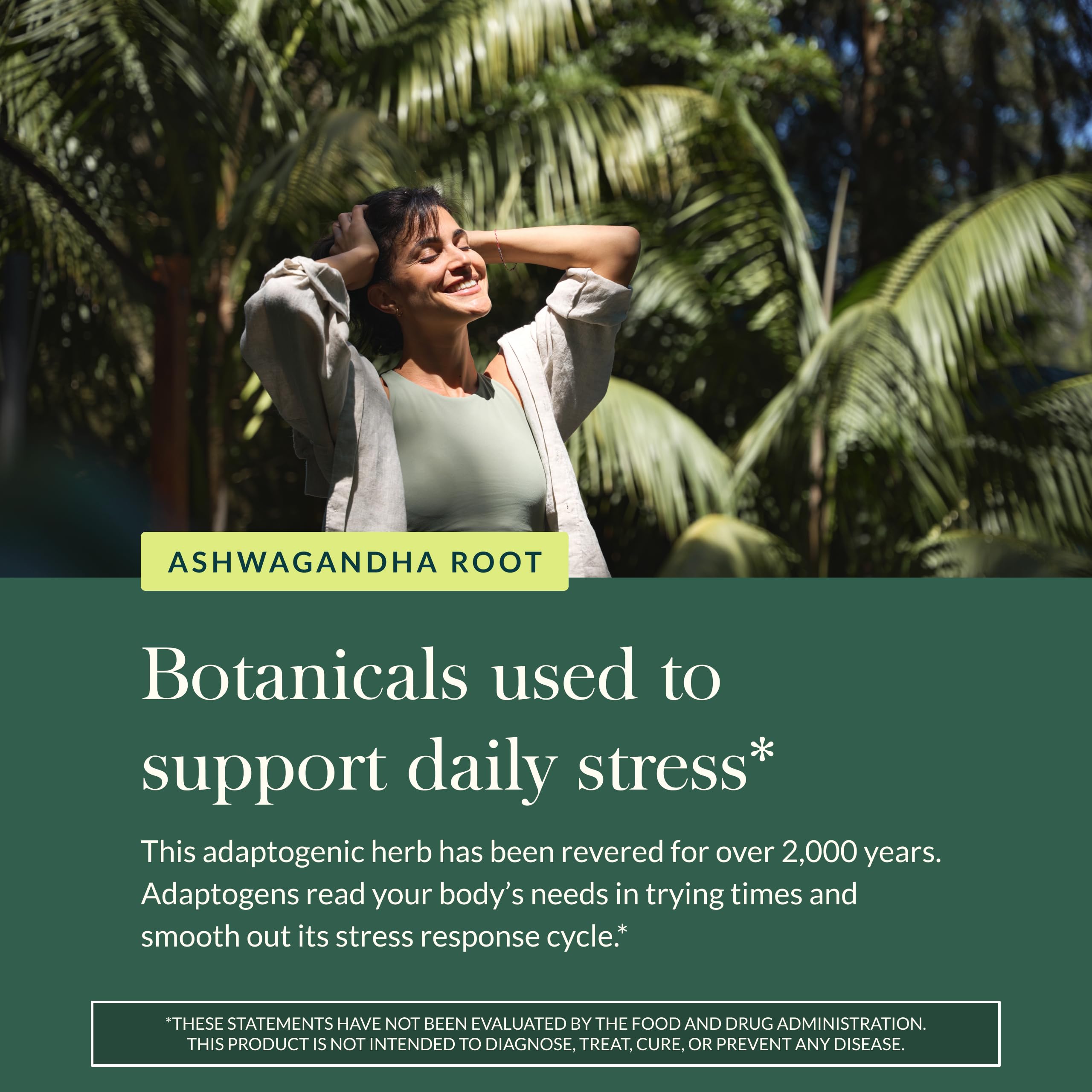 Gaia Herbs Ashwagandha root cap opening shows dosage option.