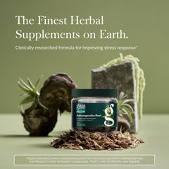 Gaia Herbs Ashwagandha Capsules closeup highlights vegan phyto-caps for calmer days.