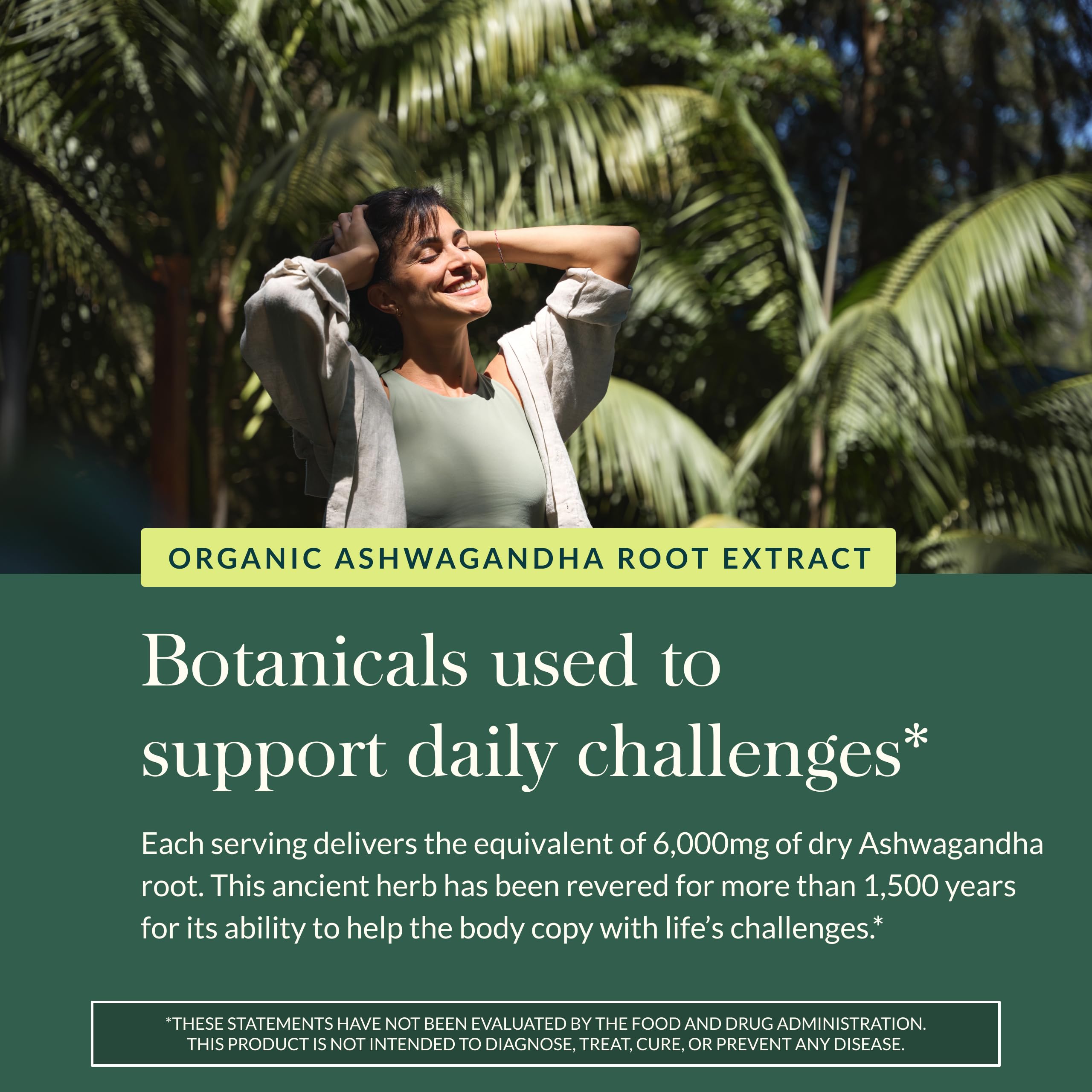 Gaia Herbs Ashwagandha Root dispensed caps for easy daily use.