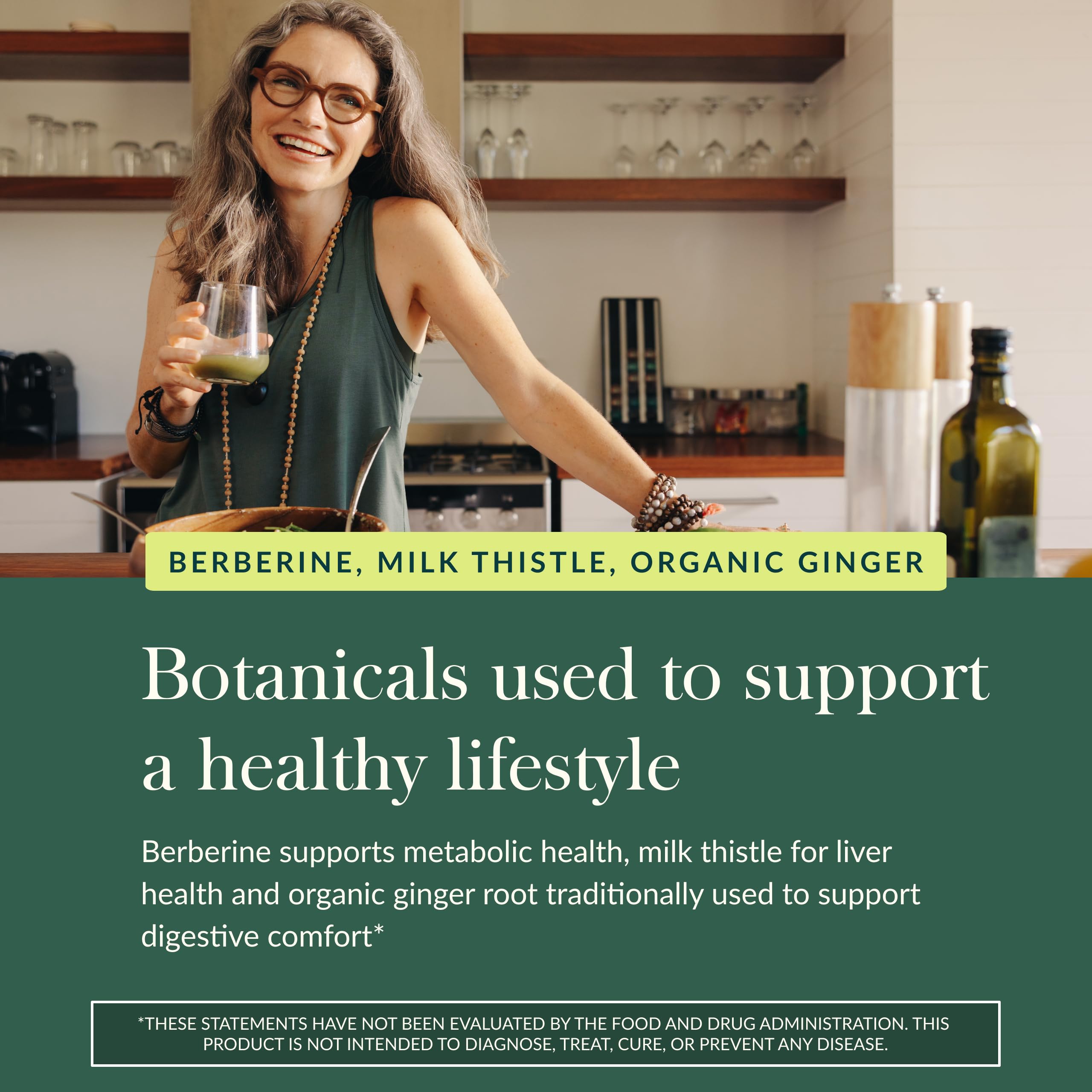 Gaia Herbs Berberine Milk Thistle ingredients close-up.