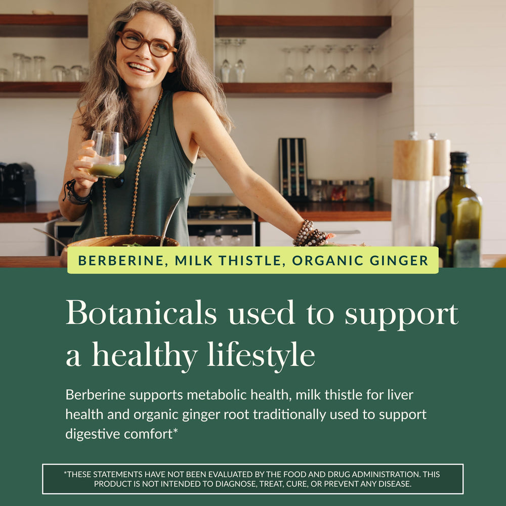 Gaia Herbs Berberine Milk Thistle ingredients close-up.