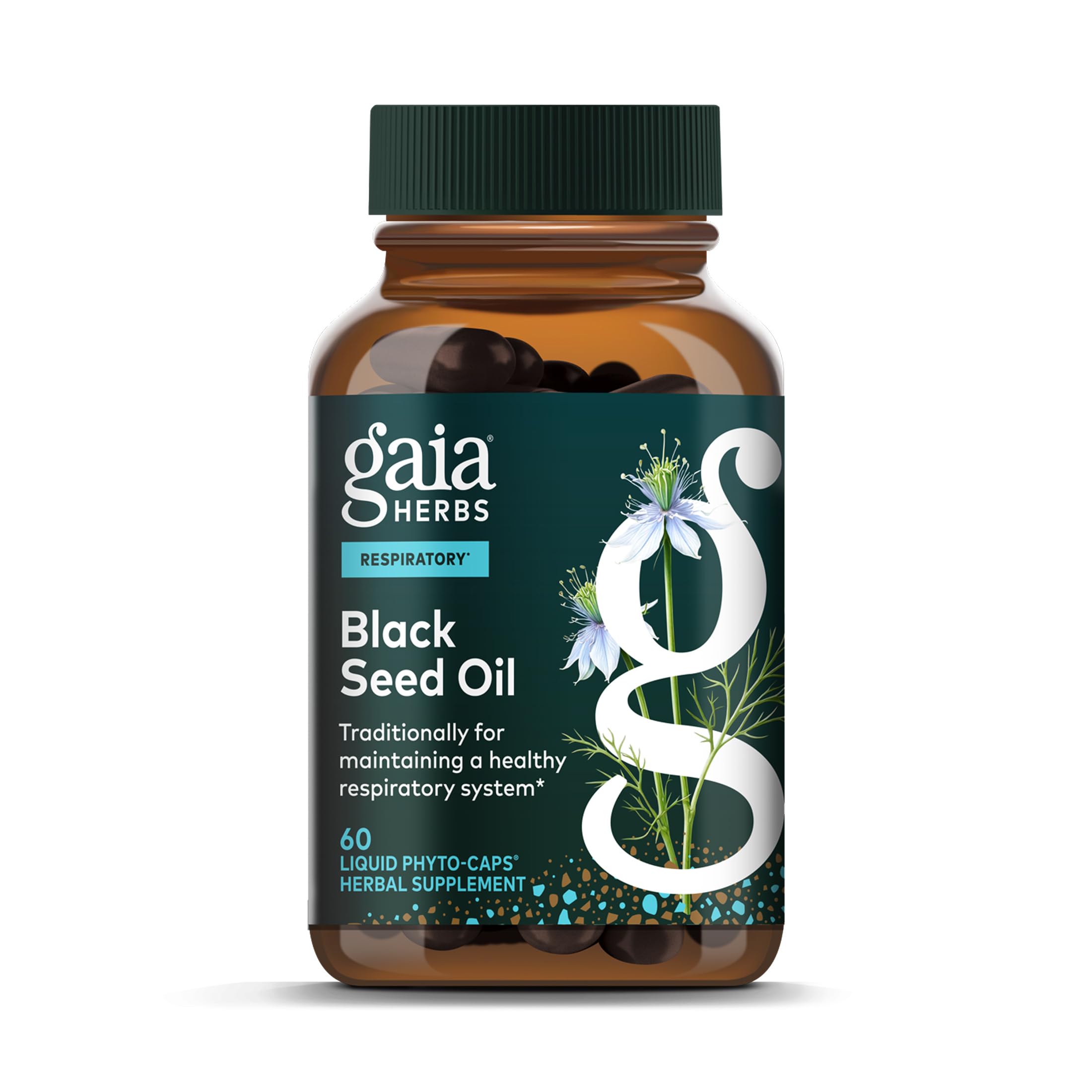 Gaia Herbs Black Seed Oil capsules bottle highlighting natural immune support potential