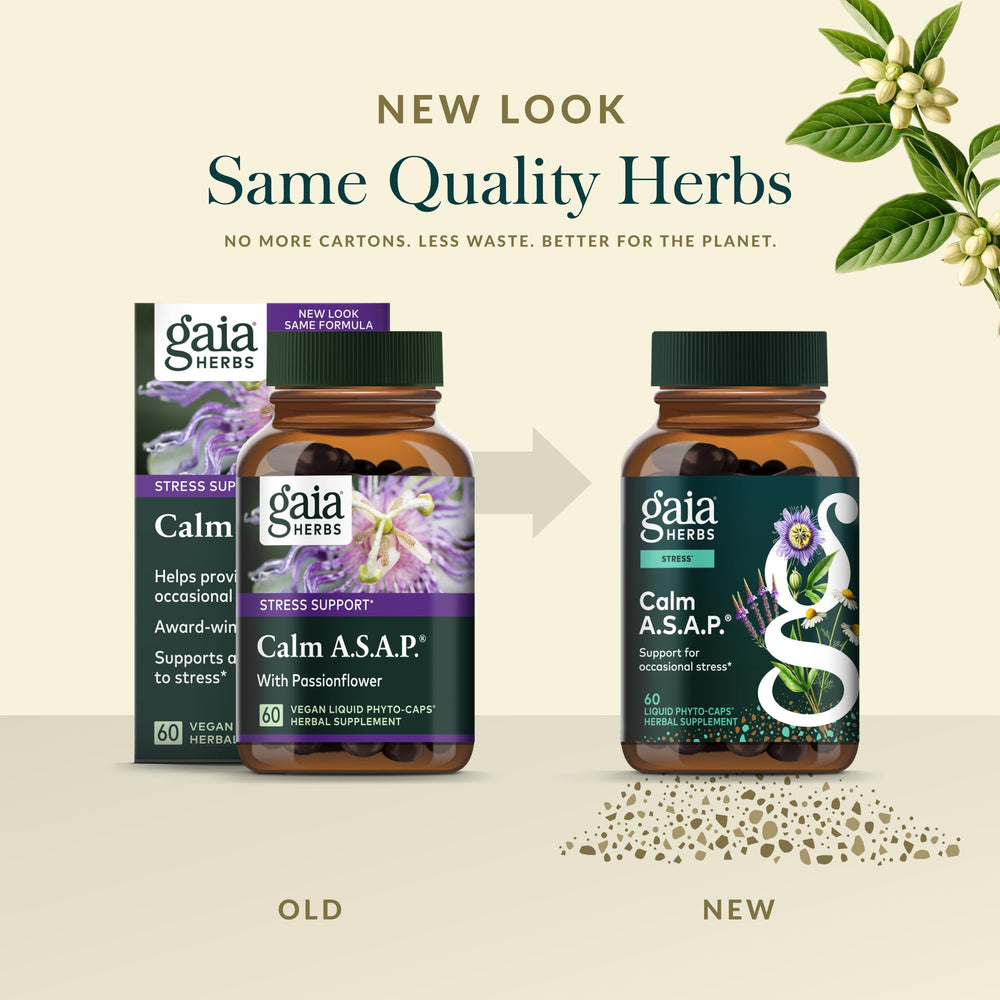 Gaia Herbs Calm A.S.A.P. product on shelf for everyday balance
