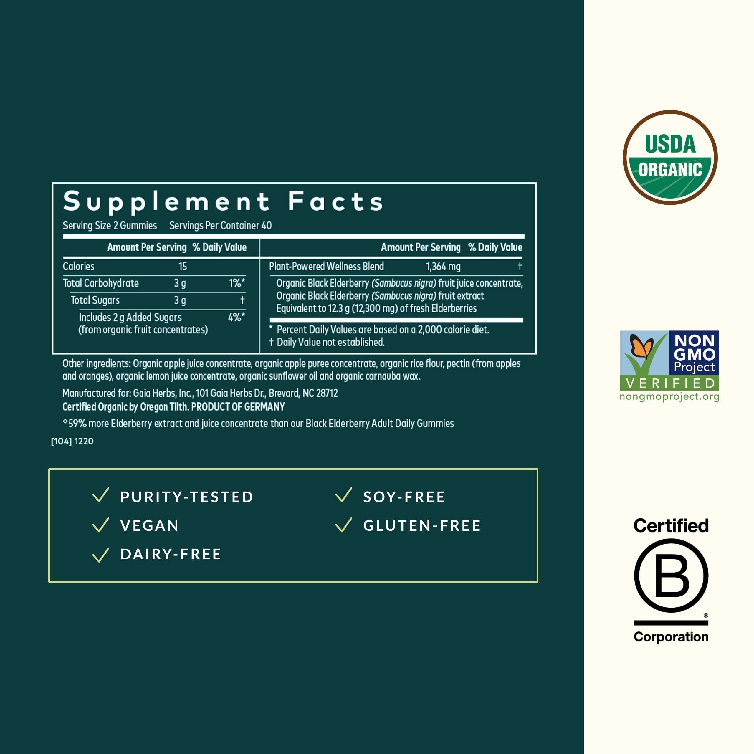 Gaia Herbs-certified organic elderberries harvest scene highlights sustainable sourcing.