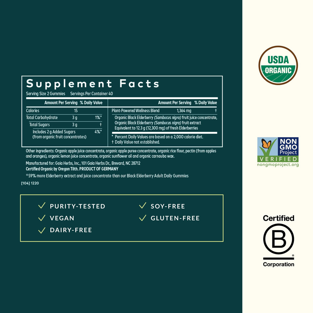 Gaia Herbs-certified organic elderberries harvest scene highlights sustainable sourcing.
