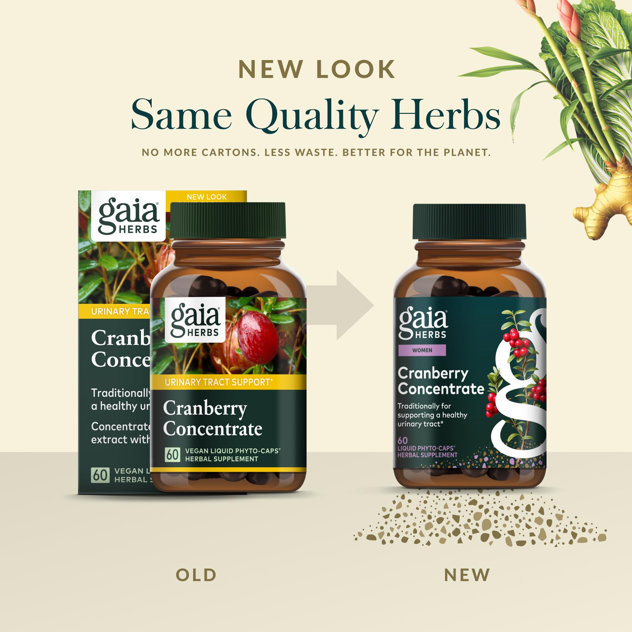 Gaia Herbs Cranberry Concentrate ingredients panel, showcasing cranberry juice extract.