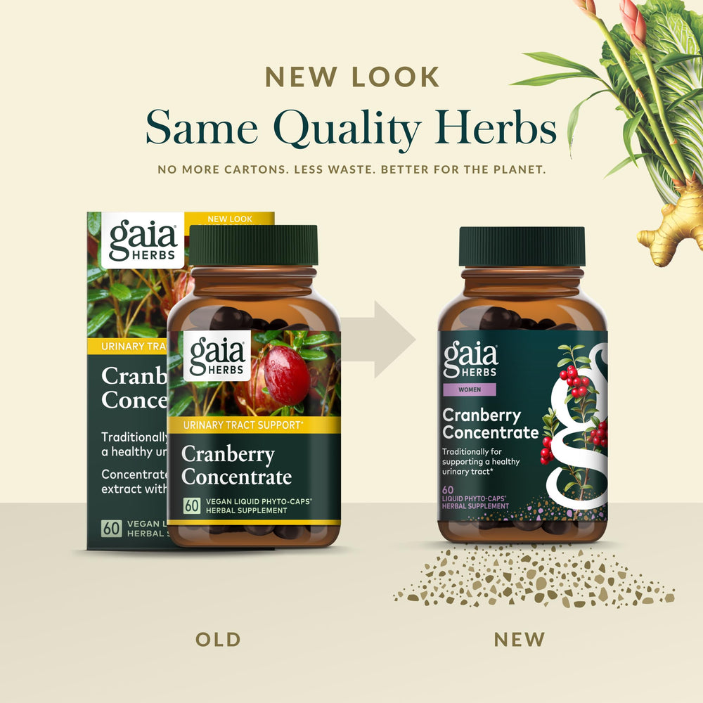 Gaia Herbs Cranberry Concentrate ingredients panel, showcasing cranberry juice extract.