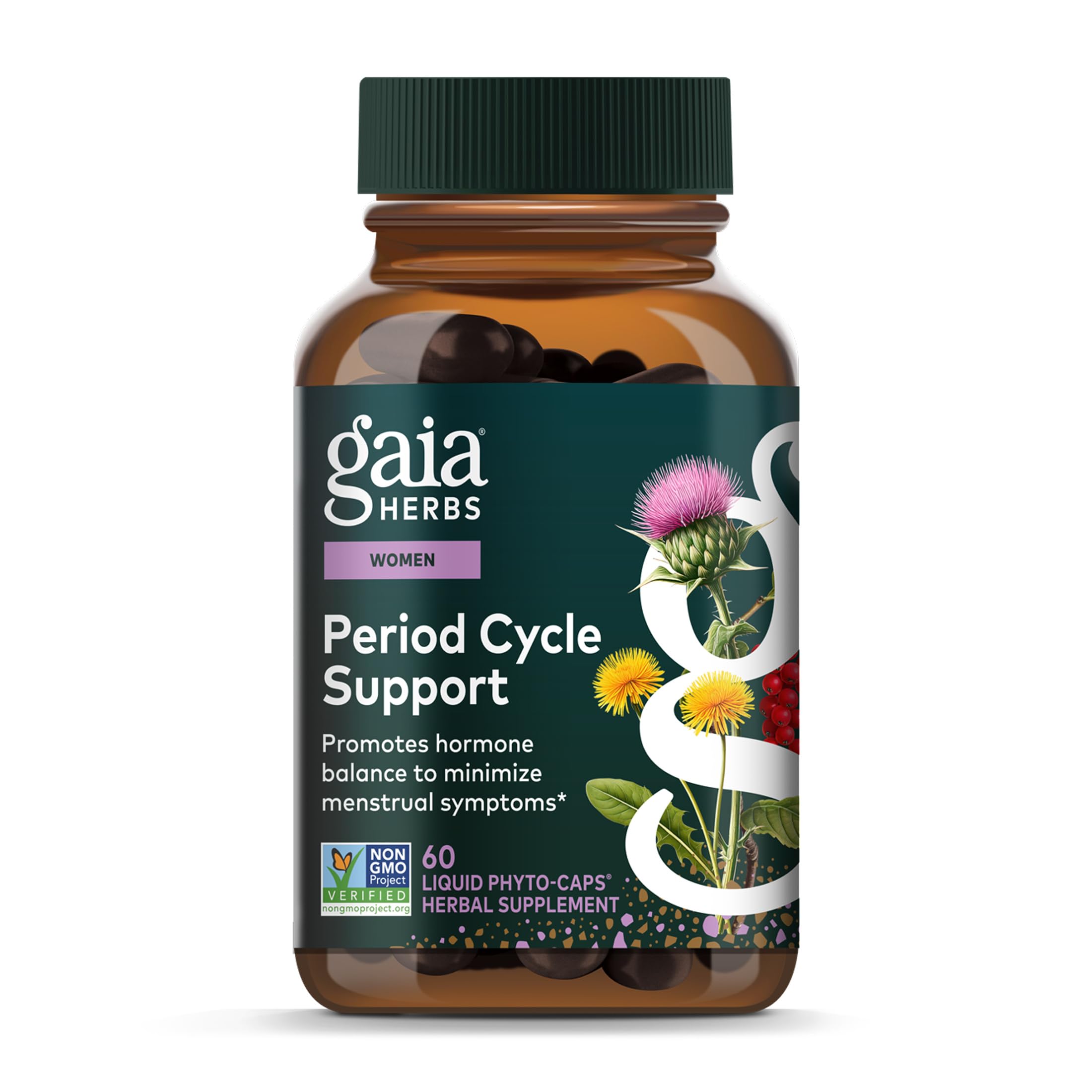 Gaia Herbs Cycle Support bottle front view highlighting herbal balance