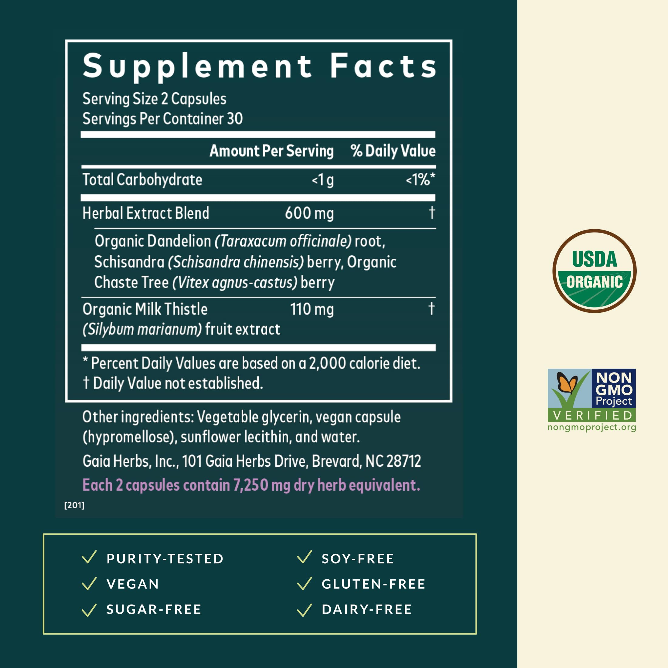 Gaia Herbs Cycle Support features organic dandelion root among natural ingredients