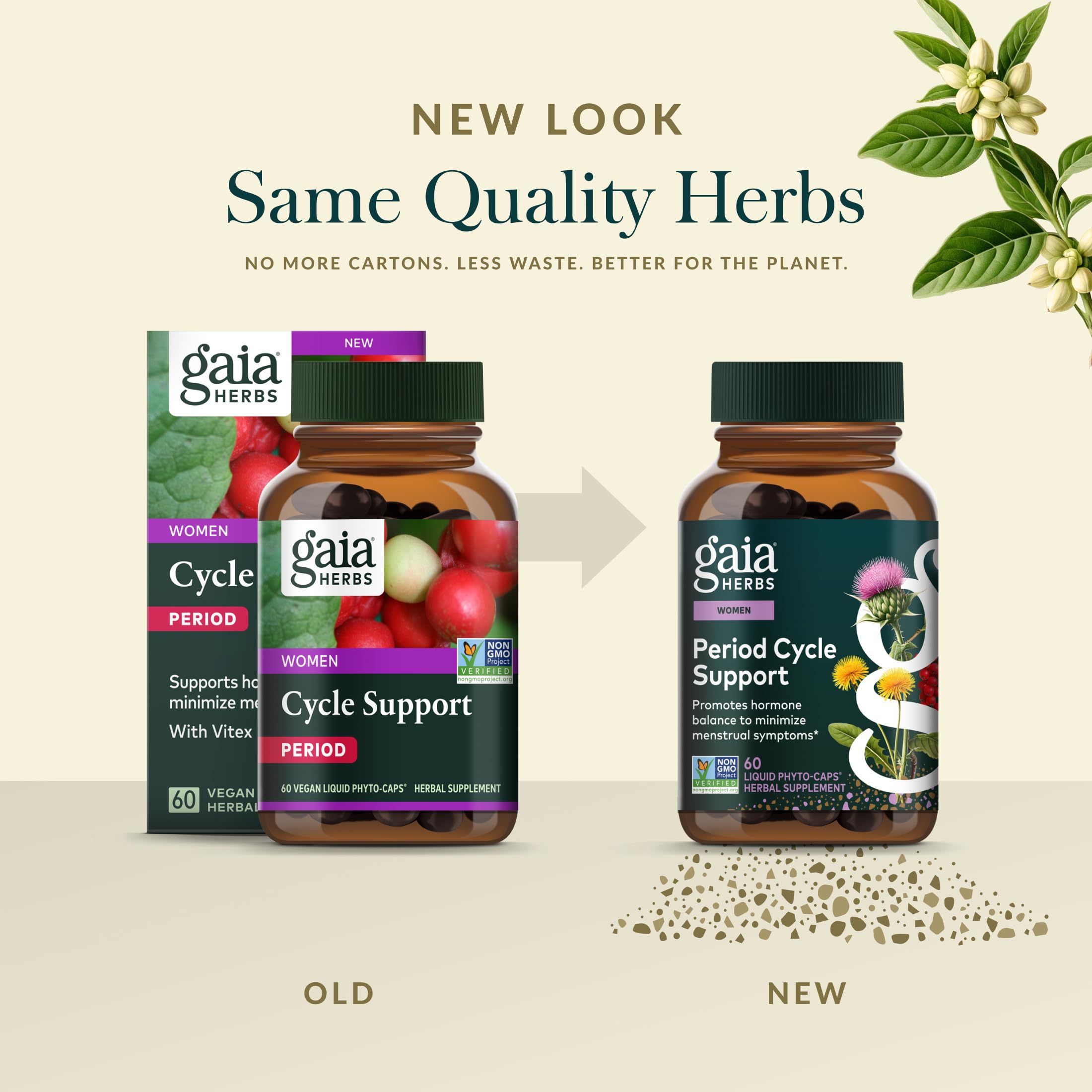 Gaia Herbs Cycle Support milk thistle seeds highlighting botanical support