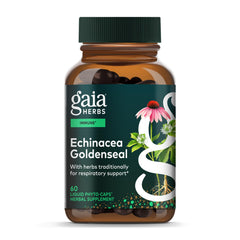 Gaia Herbs Echinacea Goldenseal bottle on a clean surface supports immune health