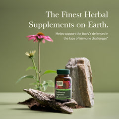 Gaia Herbs Echinacea Supreme bottle back detailing ingredients and sourcing.