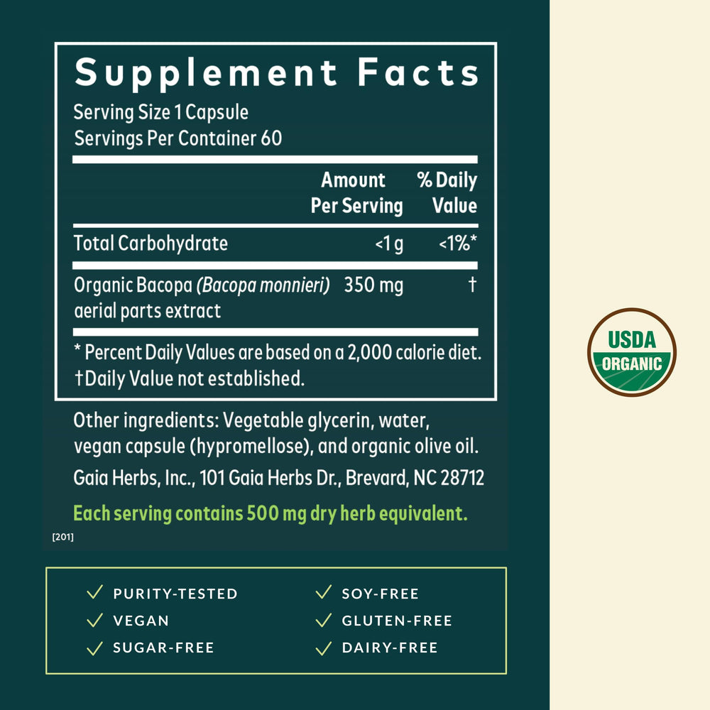 Gaia Herbs elderberry-acerola blend label showcases high-antioxidant ingredients