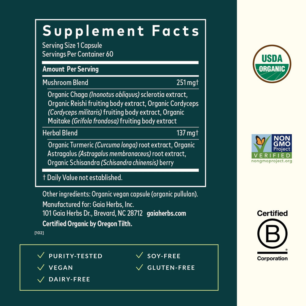 Gaia Herbs Everyday Immune capsules ready for daily use.