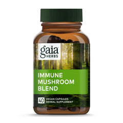 Gaia Herbs Everyday Mushrooms bottle on shelf for daily wellness