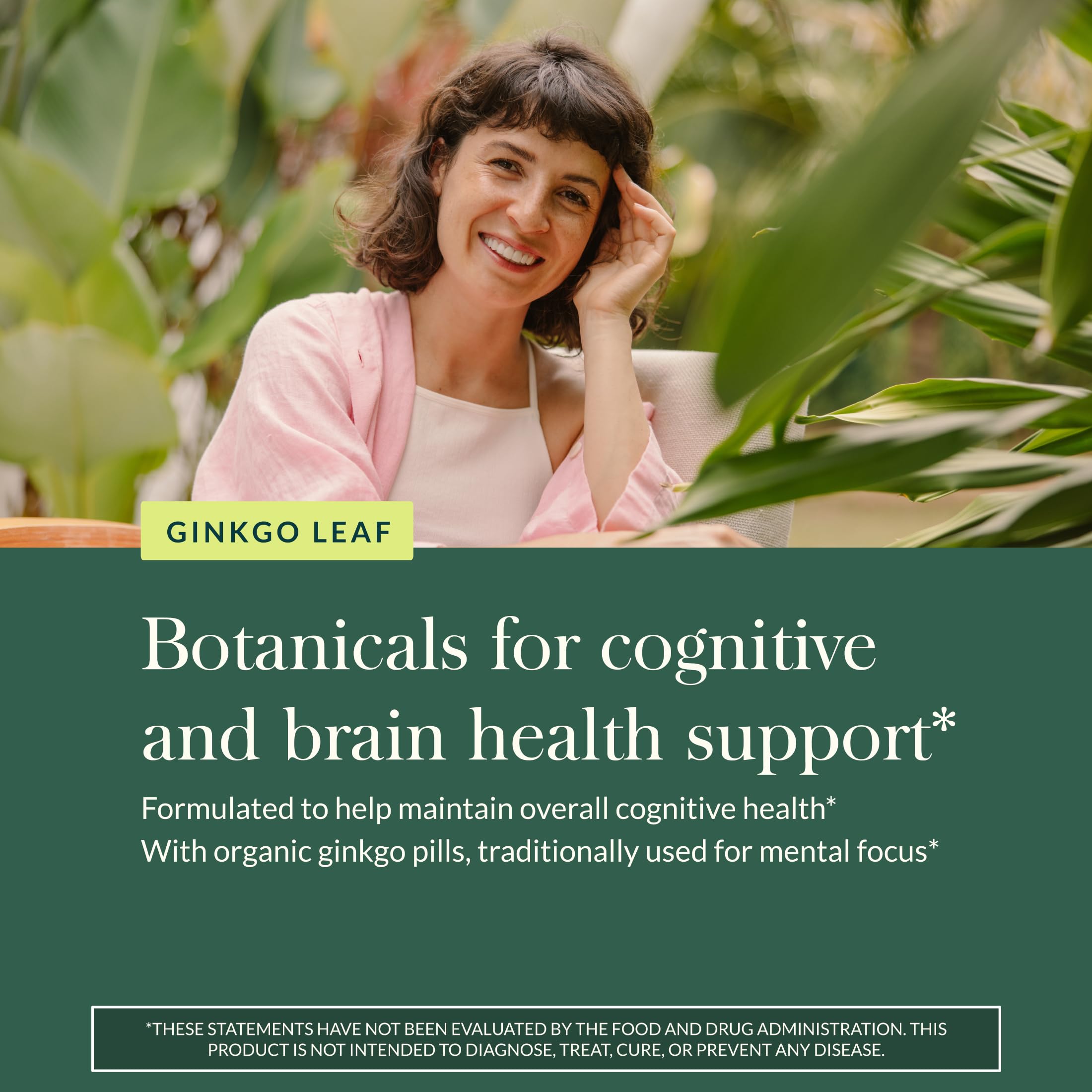 Gaia Herbs Ginkgo Leaf label close-up with product details and benefits.