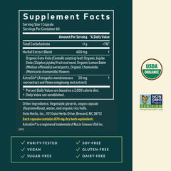 Close-up of Gaia Herbs Gut Revival herbal ingredients and natural formula