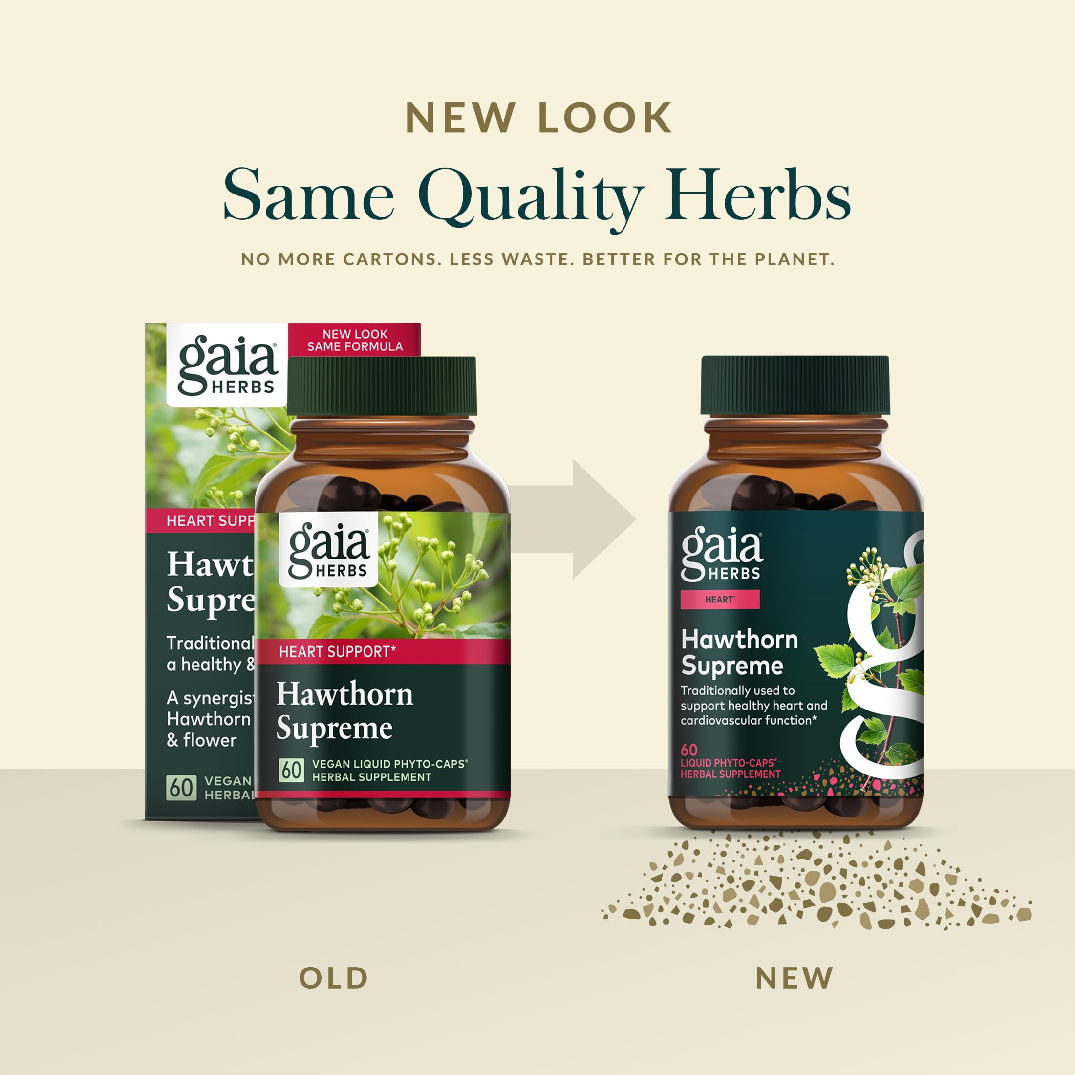 Gaia Herbs Hawthorn Supreme capsules image, vegan phyto-caps for convenient use.