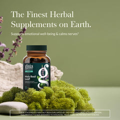 Gaia Herbs Holy Basil capsules stacked for daily rituals