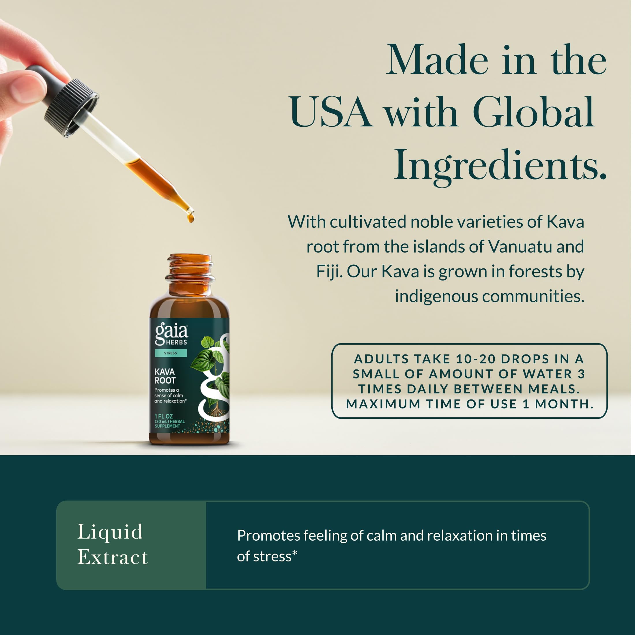 Gaia Herbs Kava Root purity-testing seal indicating filtration and safety