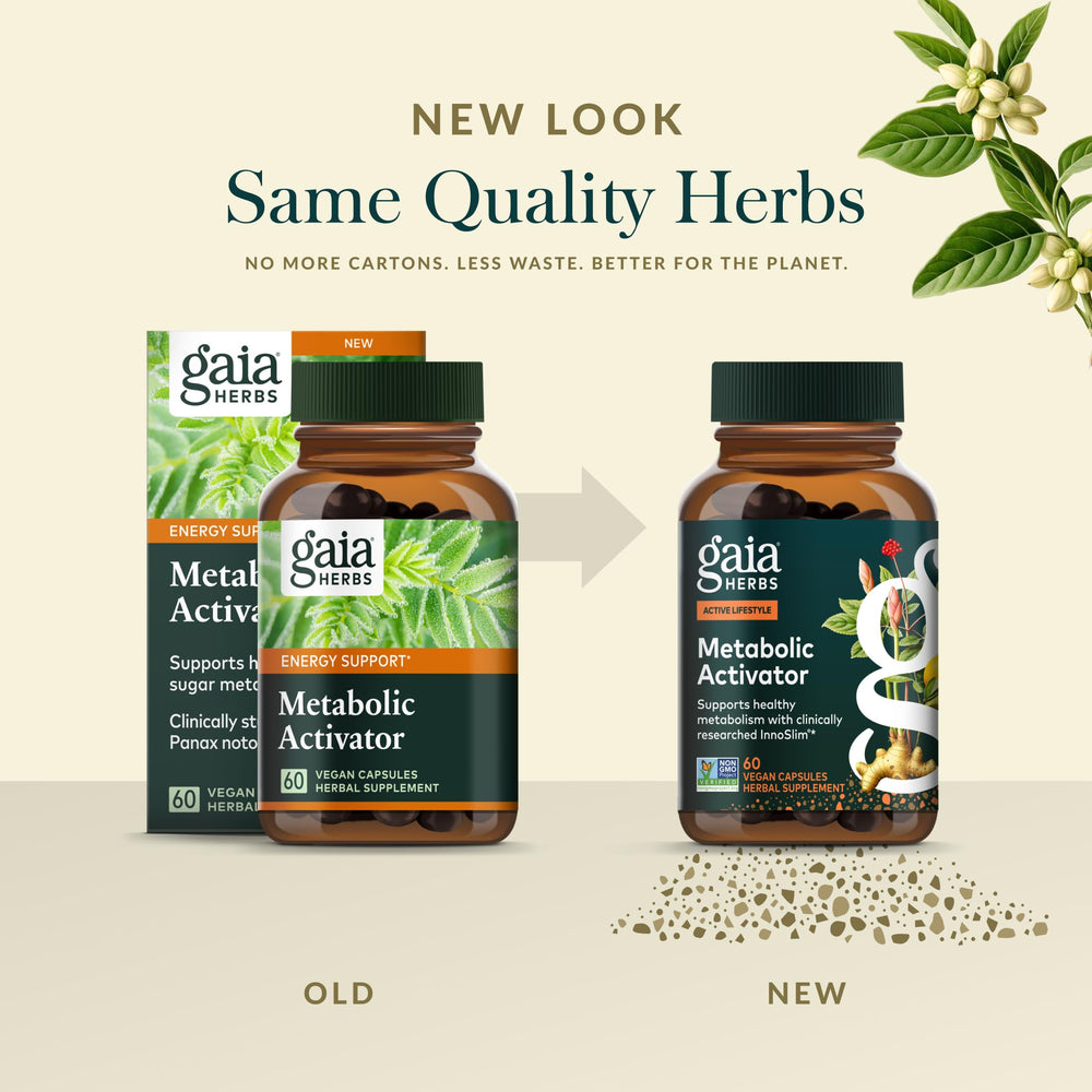 Gaia Herbs label details ingredients and organic sourcing