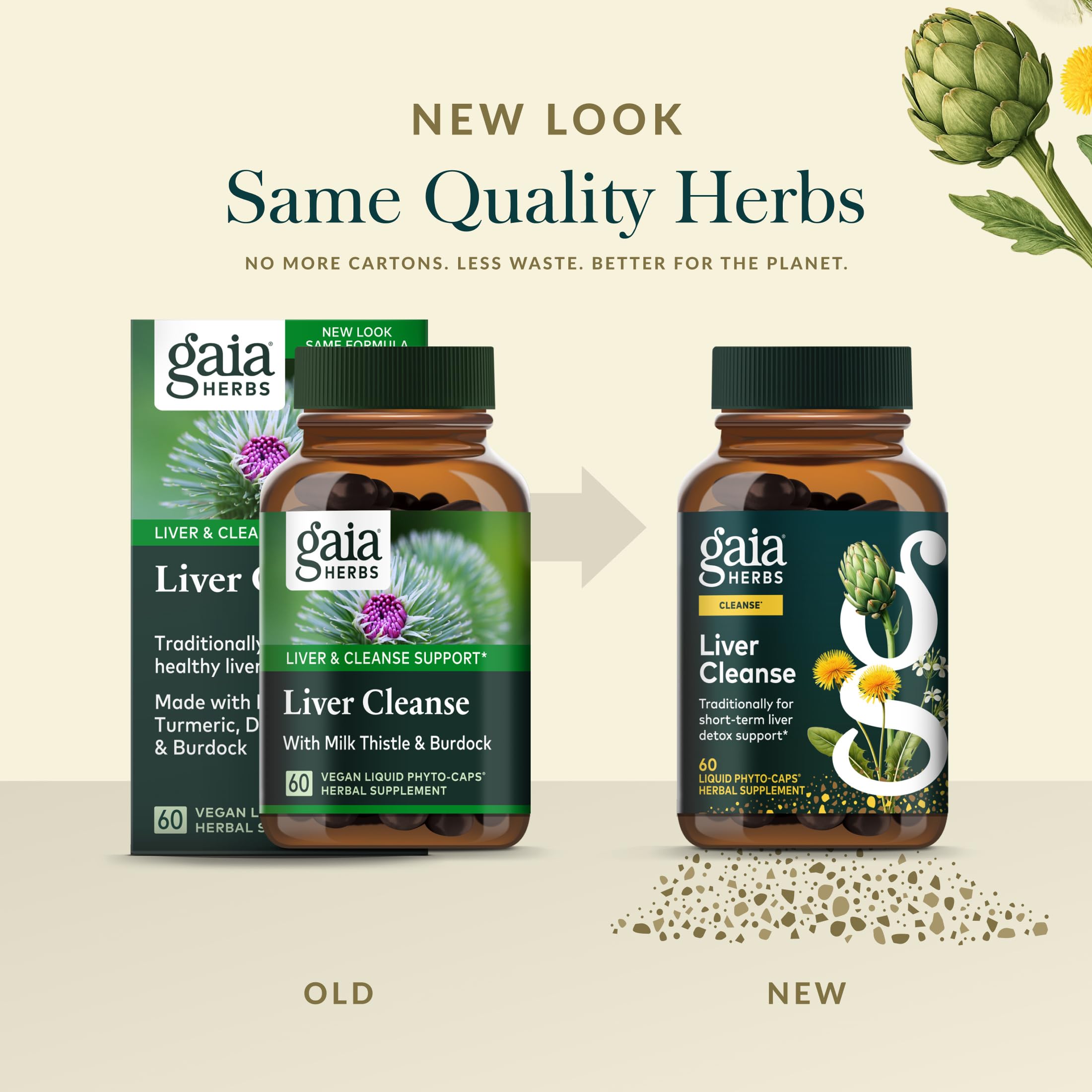 Gaia Herbs Liver Cleanse label detail emphasizes vegan capsules and quality sourcing