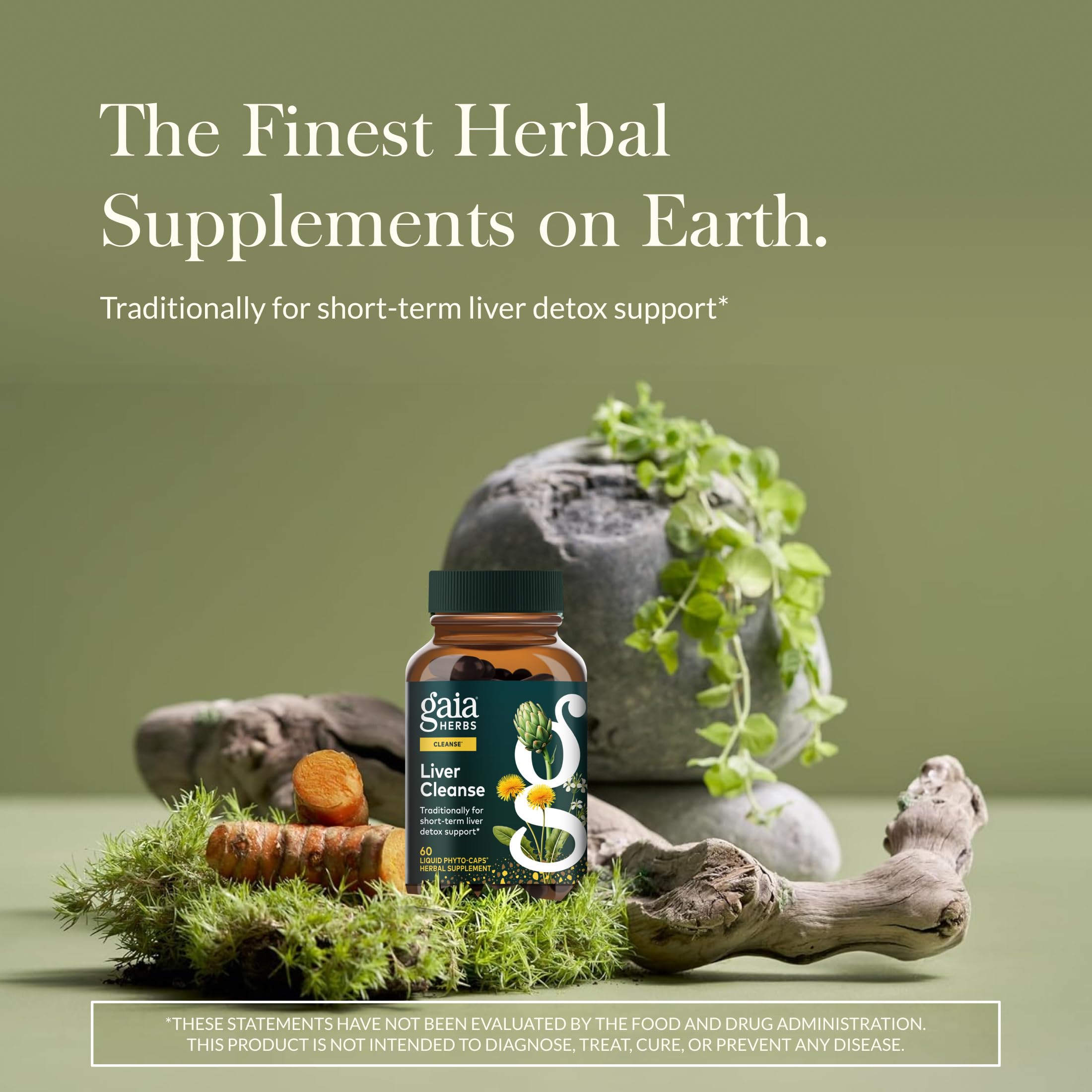 Gaia Herbs Liver Cleanse capsules closeup highlighting milk thistle and botanicals
