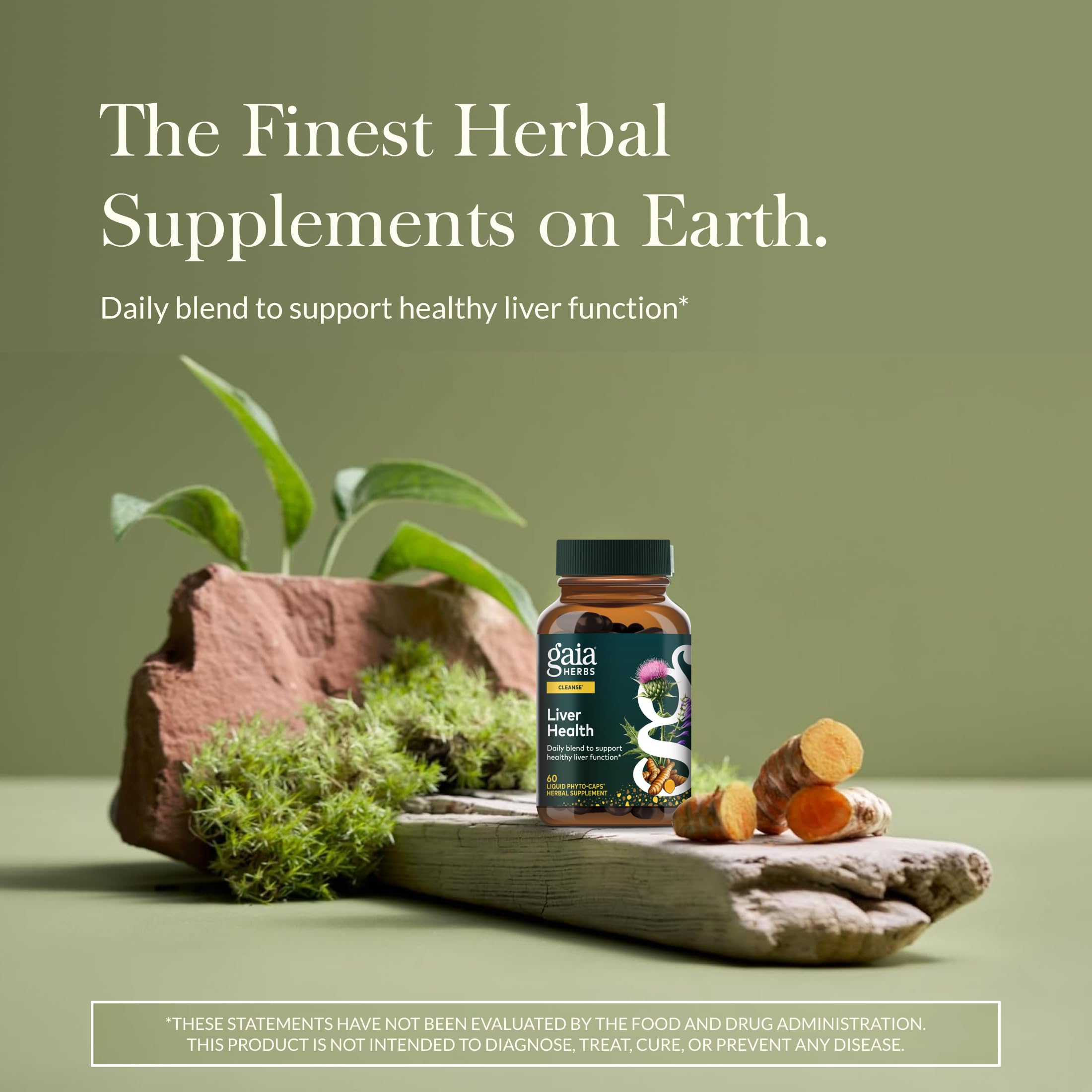 Gaia Herbs Liver Health bottle back detailing directions and herbal ingredients for informed use.