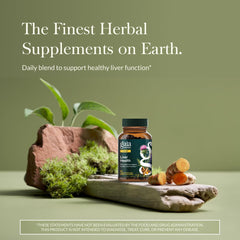 Gaia Herbs Liver Health bottle back detailing directions and herbal ingredients for informed use.