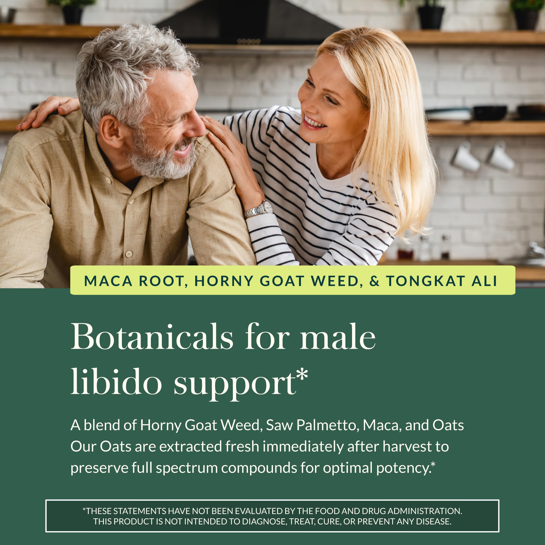 Gaia Herbs Male Libido bottle being poured for a simple daily routine.
