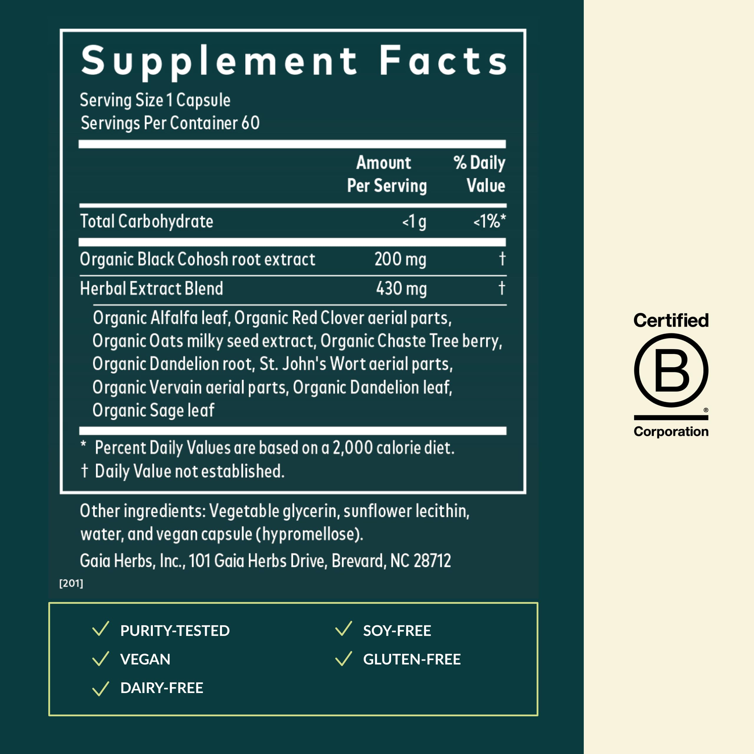 Gaia Herbs Menopause Support Daytime capsules arranged for daily use