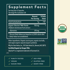 Gaia Herbs Milk Thistle capsules, convenient detox aid in vegan format.