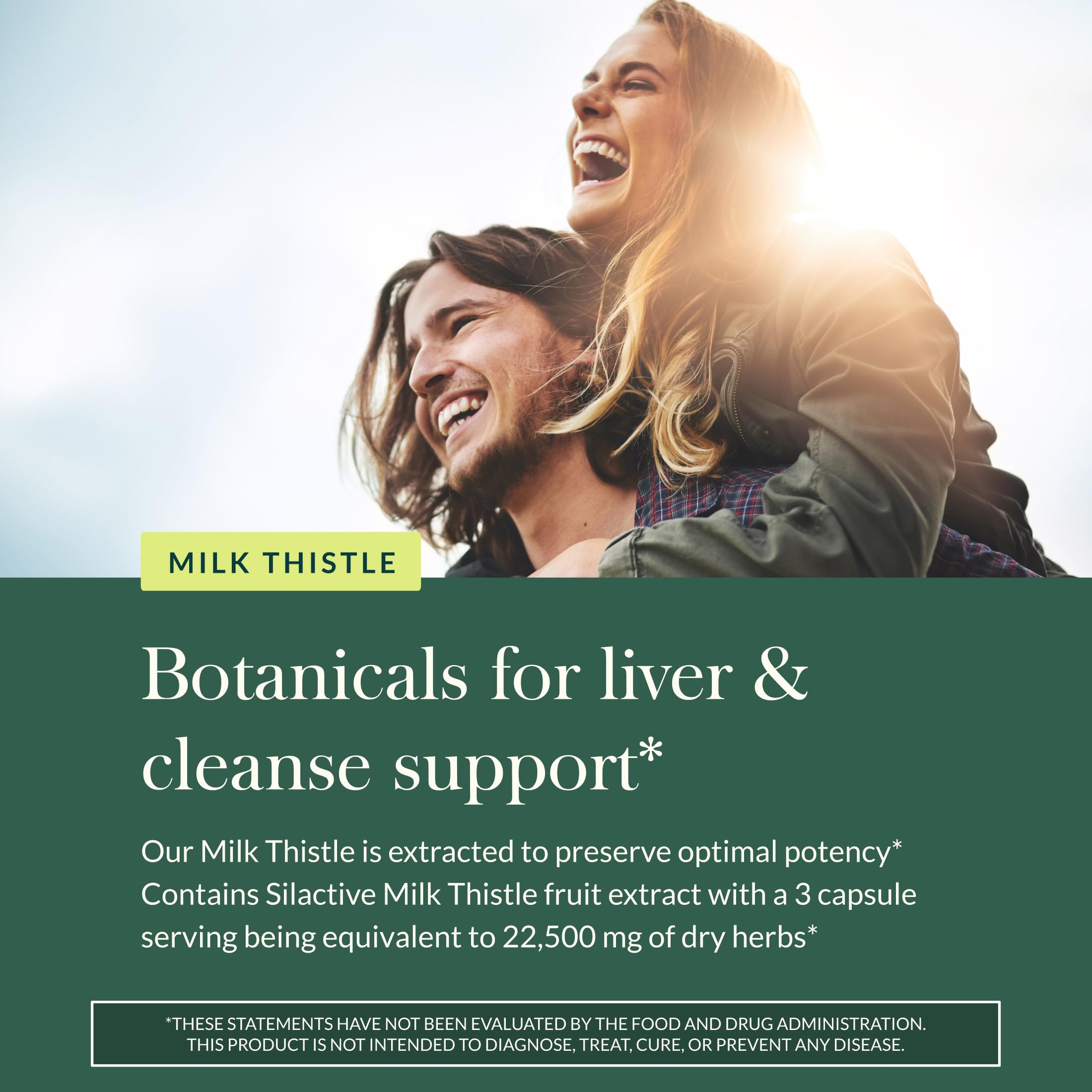 Gaia Herbs Milk Thistle label emphasizes quality and full-spectrum extract.