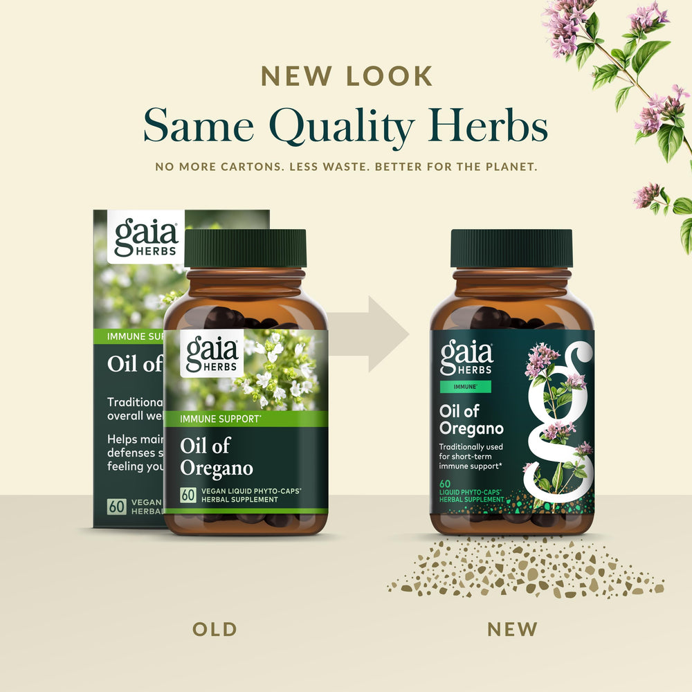 Gaia Herbs Oil of Oregano dropper for precise dosing.