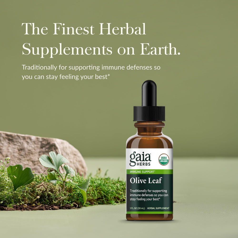 Dropper with Gaia Herbs Olive Leaf extract for convenient dosing