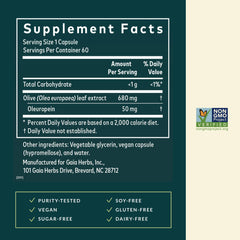Close-up of oleuropein content from Gaia Herbs olive leaf extract.