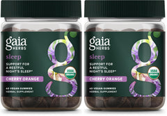 Gaia Herbs Organic Sleep Gummies front pack highlighting plant-powered sleep support